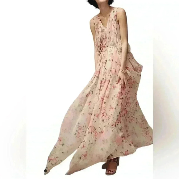 Anthropologie Varun Bahl Sakura Floral Sleeveless Multicolor Maxi Dress … - Picture 1 of 8